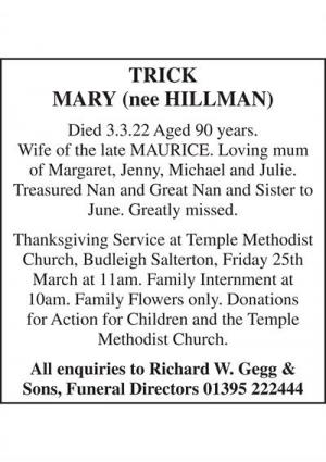 MARY TRICK (NEE HILLMAN)