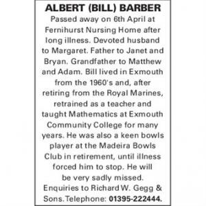 ALBERT (BILL) BARBER