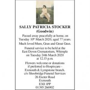 SALLY PATRICIA GOODWIN (nee Stocker)