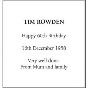 TIM ROWDEN