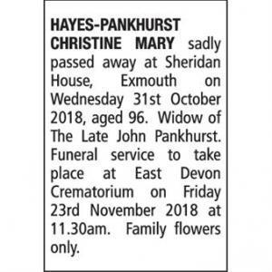 CHRISTINE MARY HAYES-PANKHURST