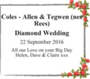 Coles - Allen & Tegwen (nee Rees)